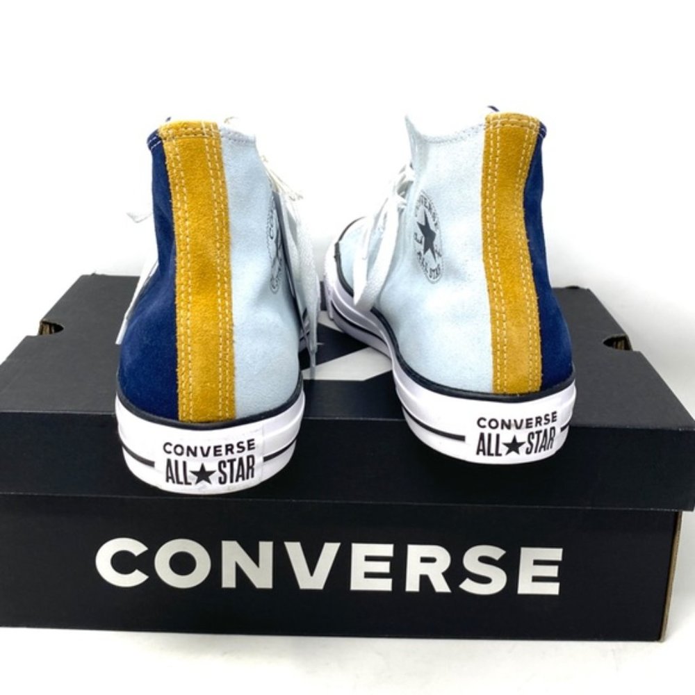 Converse Chuck Taylor High Yellow Blue Suede Men Sneakers Custom A03948C-BLYBL - Picture 6 of 11